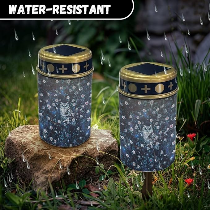 ZOUTAIRONG Owl Solar Light for Cemetery Grave 2 Pack Solar Garden Lights Garden Lights Solar Powered Waterproof Outdoor Cemetery Solar Lights for Grave Solar Lights