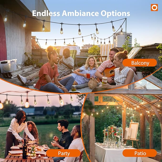 addlon 200FT Outdoor String Lights LED with Remote Dimmable Patio Lights Waterproof Shatterproof Edison Bulb for | Lumora
