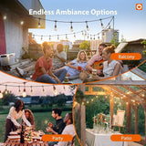 addlon 100FT Outdoor String Lights LED with Remote Dimmable Patio Lights Waterproof Shatterproof with 50 Edison | Lumora