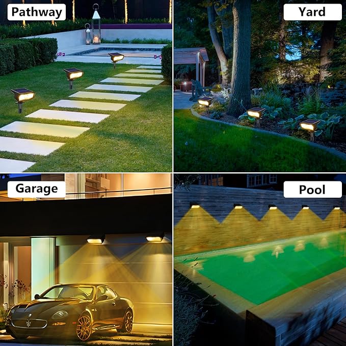 Toodour Solar Spot Lights Outdoor, 2 Pack Solar-Light Christmas Decor: Warm White, 2 Modes, Waterproof, Powered by | Lumora