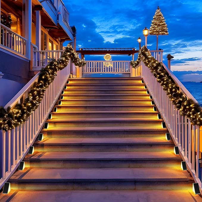 12 Pack Solar Stair Lights Outdoor Stair Lights with Waterproof IP67 LED Solar Light for Outside Light Decor for | Lumora