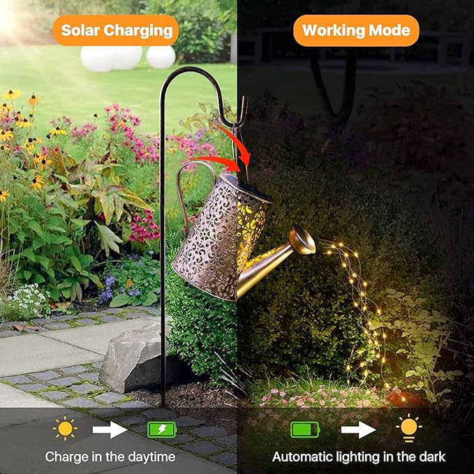 Solar Watering Can Garden Lights - Solar Lights Outdoor Garden Ornaments Waterproof Large Yard Statues Retro Copper | Lumora