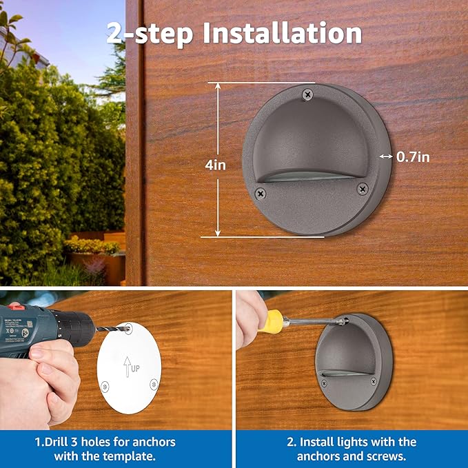 SUNVIE 12 Pack Low Voltage Deck Lights 5W LED Landscape Step Stair Lights Outdoor with Fastlock2 Wire Connector | Lumora