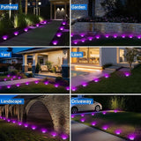 Peasur Solar Ground Lights Outdoor, 8 Pack Flat Solar Powered Disc Lights, IP68 Waterproof, Anti-Rust, Landscape | Lumora