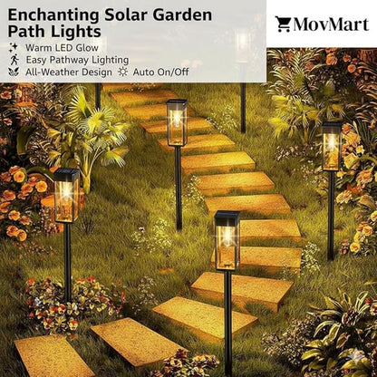 Solar Pathway Lights Outdoor, 4 Pack Solar Powered Garden Lights Waterproof IP65, Auto On/Off Outdoor Light for Lawn Patio Walkway Driveway Decor Landscape Lighting