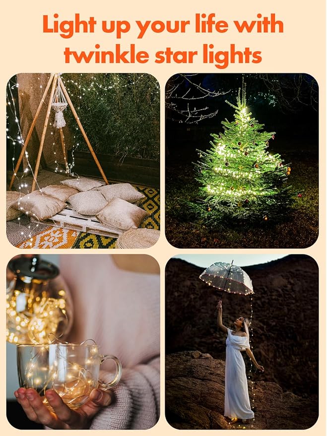Twinkle Star 4 Pack Solar String Lights Outdoor, Total 460 FT 480 LED Solar Fairy Lights Outside Waterproof 8 | Lumora
