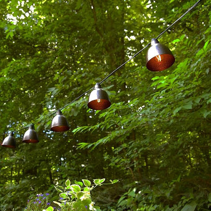 LumaBase Electric Café String Lights with 10 Brown Metal Domes