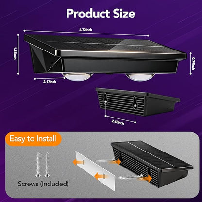 Solar Fence Lights Outdoor 8Pack, Warm White & 6 Color Change and Glass Panel, Waterproof High Brightness Solar LED Deck Lighting for Outside Stairs, Porch Step, Railing, Backyard, Pool