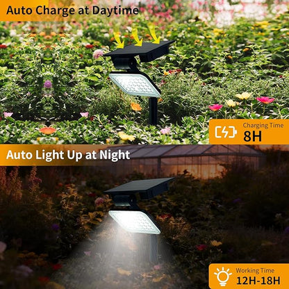 Solar Spot Lights Outdoor Waterproof, Motion Sensor Dusk to Dawn Solar Powered Spotlights, Uplights with 90° Adjustable Solar Panel & Light Head for Wall Yard Trees Pathway Landscape Lighting