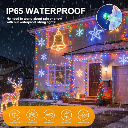 Xmas Lights String Lights 500 LED 165feet 8 Modes Plug in String Lights 30V Fairy Lights Home Garden Party Wedding Xmas Tree Bedroom Window Curtain Decoration(Multicolor)