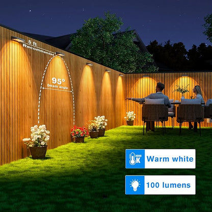 VOLISUN Solar Fence Lights Outdoor Waterproof IP65, 16 Pack Fence Lights Solar Powered 100 Lumens Auto On/Off Step Wall Lights Outside Decorations for Yard, Porch, Patio, Pool, Deck- Warm Light