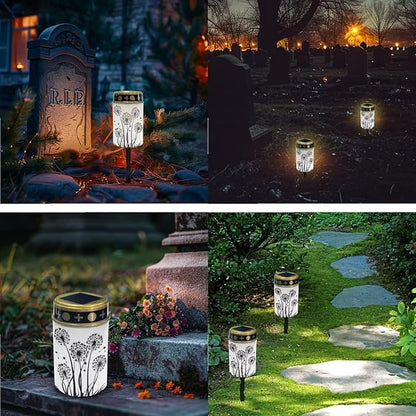 Halloween Cemetery Solar Lights for Grave lar Light for Cemetery Grave Lights for Cemetery 2 Pcs Solar Lights for Gravesites Solar Outdoor Light