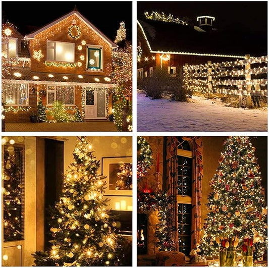 2 Pack 400 LED Solar String Lights, 8 Modes Solar String Lights for Outside, Waterproof and Solar Powered Outdoor String Lights for Holiday Christmas Yard Garden Tree Wedding Party (Warm White)