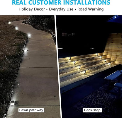 Solar Deck Lights LED Driveway Lights Solar Powered Dock Light Outdoor IP68 Waterproof Road Markers for Step Sidewalk Stair Boat Garden Ground Pathway Yard (Blue, 1 Pack)