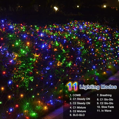 ZAIYW Dual Color Changing Net Lights 20Ft x13Ft 660 LED Christmas Net Light Outdoor Mesh Lights Green Wire Plug in with Timer Remote for Bushes Garden Wedding Xmas Decor (Warm White & Multicolor)