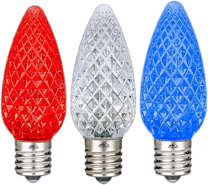 Novelty Lights 25PK C9 LED Faceted Ultra Bright Dimmable Outdoor Christmas Light USA Replacement LED Bulbs String | Lumora