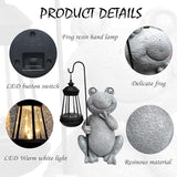 Frog Solar Garden Statues,Resin Frog Figurine Decorations with Solar Lights Lantern, Outdoor Figurines Lawn Garden | Lumora