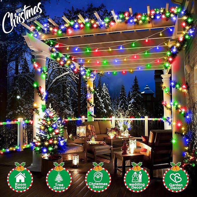 SAUIRS 197FT 500 LED Christmas Lights Outdoor String Lights with 8 Modes Timer Waterproof Fairy Light Plug in for | Lumora