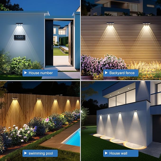 Yilaie Solar Fence Lights Outdoor-IP67 Waterproof 3000K/4500K/6500K,High Brightness LED Fence Lights Solar | Lumora