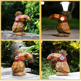 Solar Tiki Statue-WoodWoodpecker Bird-Garden Hawaiian - Solar Outdoor Light Garden Sculptures & Statues Totem Pole | Lumora