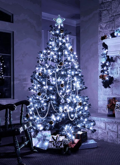 Christmas Tree Lights Outdoor, 205Ft 600 LED Twinkle Fairy Lights String Lights with 8 Light Modes for Christmas LED Garland Wreath Wedding Indoor Holiday Decorations with Dark Green Wire, Cool White