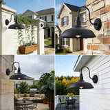 16 Inch Gooseneck Light Fixture for Barn Door, 2 Pack Large Barn Lights for Front Porch, Black Outdoor Farmhouse | Lumora