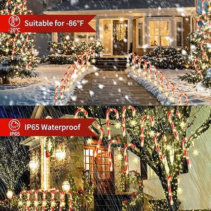 21" Solar Candy Cane Lights Christmas Decorations Outdoor 12 Pack Jumbo Candy Cane Pathway Lights with 8 Modes LED for Party, Patio, Garden, Lawn & Yard Decor