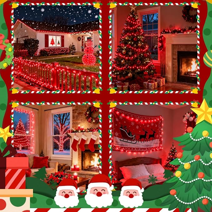 2026 New Voice Control 88ft 240LED Smart Valentine String Lights Outdoor/Indoor | String Lights with Remote, 12Modes, 7Voice Commands & Timers, Valentine Twinkle Light for Wedding Party Decor (Red)