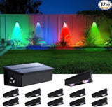 12 Pack Color Changing Solar Powered Fence Lights Outdoor Decorative LED Waterproof Yard Lamps for Outside Wall | Lumora