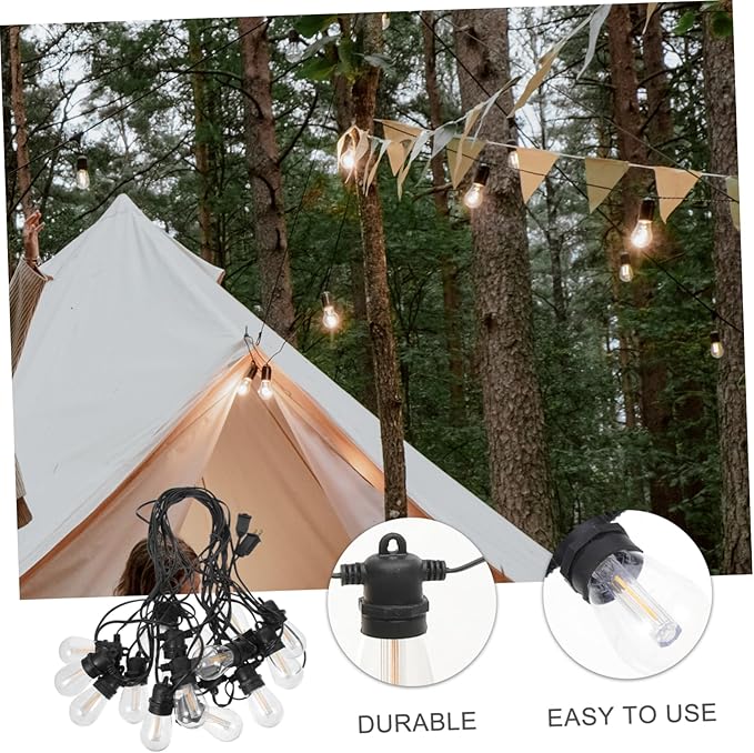 Angoily 15M Outdoor LED String Lights with Shatterproof Bulbs Fairy Lights for Garden Camping and Party Decoration US Plug Cozy Atmosphere Lighting