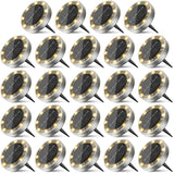 Peasur Solar Ground Lights Outdoor, 24 Pack Flat Solar Powered Disc Lights, IP68 Waterproof, Anti-Rust, Landscape | Lumora