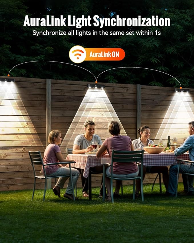 Solar Outdoor Fence Lights Solar Powered 12 Pack, Upgraded 50LM RGB Outdoor Solar Lights with Sync Group Control & 10 Light Modes, Solar Lights Outdoor Waterproof IP65 for Outside Porch, Wall, Deck