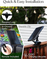 Brightech Ambience Pro – Solar Power Remote Control Outdoor String Lights with Edison Bulbs – Shatterproof | Lumora
