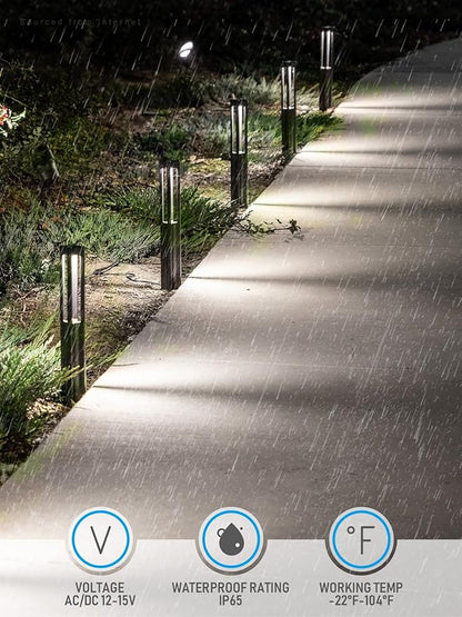 LEONLITE Low Voltage Path Lights, 3W LED Landscape Pathway Lights, Outdoor Landscape Lighting for Driveway, Garden, Aluminum, 12-15V AC/DC, IP65 Waterproof, 4000K Cool White, Black, Pack of 6