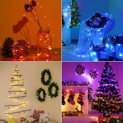 66ft 200LED Fairy Lights Battery Operated, 2 Pack 33ft 16 Color Changing String Lights with Remote Timer, RGB Waterproof Twinkle Light for Indoor Outdoor Bedoom Garden Yard Décor