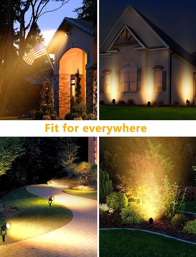 OurLeeme Spot Lights Outdoor - 6W 120V Waterproof Outdoor Spotlight for Yard Landscape Lighting, Mini LED Spotlights Uplighting Indoor Plant Spotlight, Accent Lights for Outdside (Warm Light)