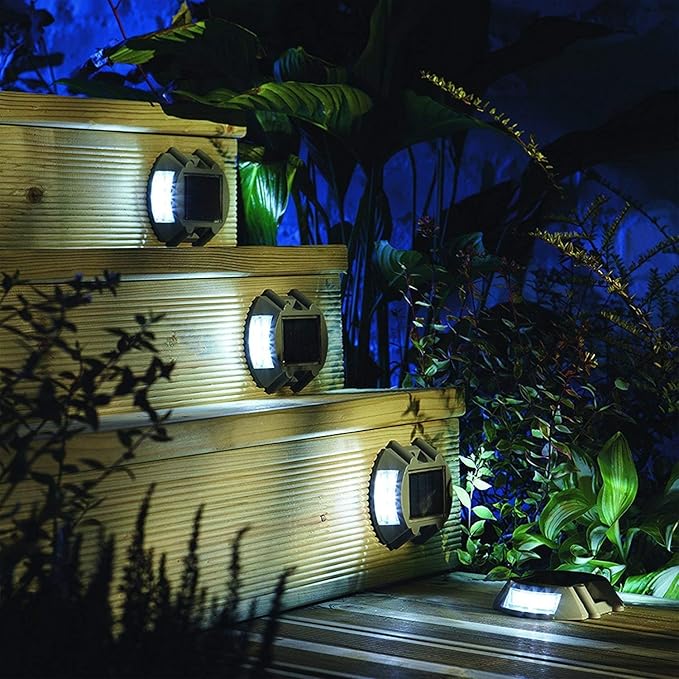 Solar Deck Lights 4 Pack LED Dock Lights for Walkway, Stair and Step - Cast Aluminum - Outdoor Path Light | Lumora