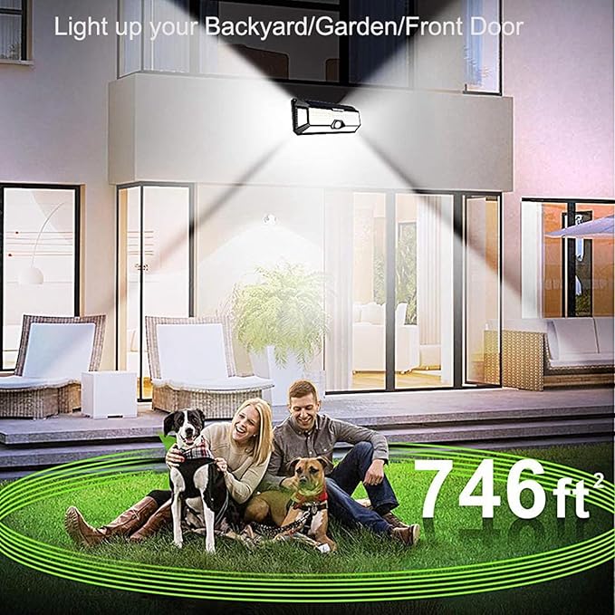 LECLSTAR Solar Outdoor Lights - 4000Lm 268 LED Security Lights with 4 Wide Angle, Motion Sensor Lights for Outside | Lumora