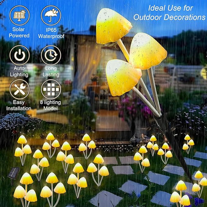 Solar Mushroom Lights for Outside, 6Pack 18LED Mushrooms with 8 Lighting Modes, Unique Mushroom Garden Decor Gifts, Cute Mushroom Solar Lights Outdoor for Path,Landscape,Yard,Patio,Lawn Decor