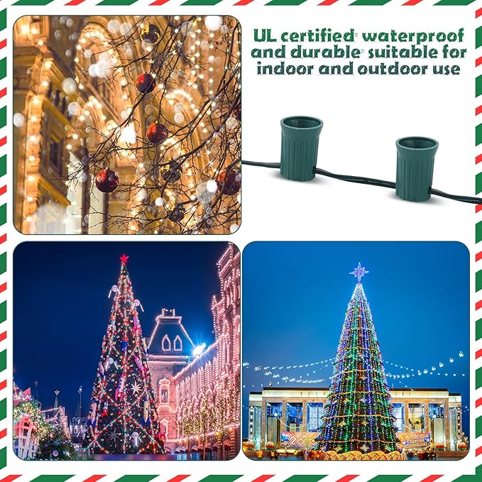 100 ft C9/e17 Ul Listed String Light Cord Wire Spool, Christmas C9 Light Wire Stringer Strand Set for Outdoor Patio | Lumora