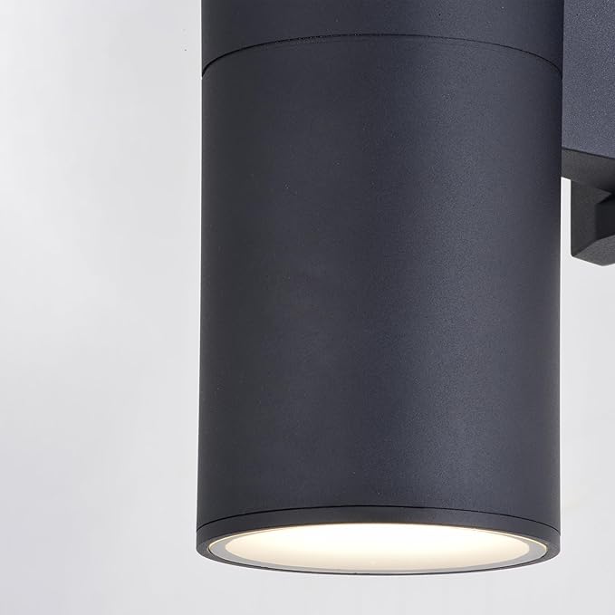 VAXCEL Chiasso 13 in. H 1-Light Textured Black Contemporary Outdoor Wall Sconce Made of Rust-Resistant Aluminum, Metal Shade, Integrated LED, Use for Exterior Porch Patio Front Door or Garage