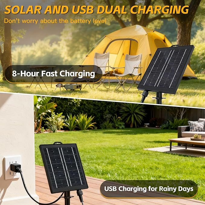 78(72+6) FTSolar String Lights Outdoor IP65Waterproof, Garden LightUSB & Solar Charging,With Remote And 36+2 LED Shatterproof Bulb 8 Light Modes,Dimmable solar lights,Decoration For Camping Backyard