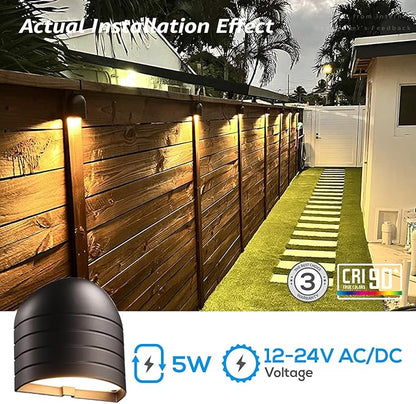 LEONLITE 12-Pack Update 5CCT Low Voltage LED Deck Lights, 250LM Ultra Bright Fence Down Light, 12-24V AC/DC Anti Glare Step Railing Light, CRI90, 1800K/2700K/3000K/4000K/5000K, IP65, Oil Rubbed Bronze