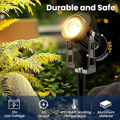 All-in-One Outdoor Low Voltage Landscape Lighting Kit, LED Landscape Spot Lights with 60W Transformer and 65FT Wire, Waterproof Outside Spotlights for Yard, Garden, Tree, Pathway, House, 3000K, 12Pack