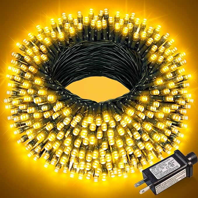 100FT 300 LED Christmas Lights Outdoor, Warm White Christmas Tree Lights with 8 Modes Waterproof, Connectable Green | Lumora