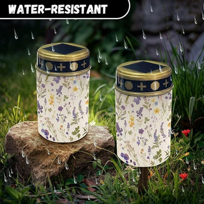 Floral Garden Solar Lights Outdoor Waterproof Solar Yard Lights Solar Pathway Lights Portable Outdoor Landscape Path Light Memorial Solar Light Easy Install