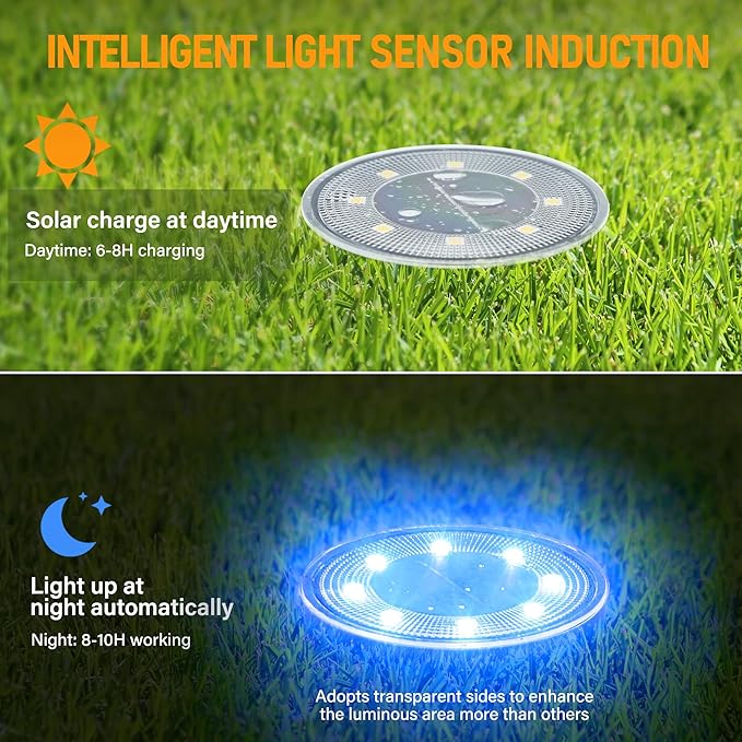 12 Packs Bright Solar Blue Lights and Solar Pathway Lights 10 Pack RGB Color Changing | Lumora