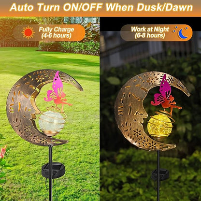 Hunayda Garden Solar Lights Decor,Moon Fairy Pathway Outdoor Stake Lights,Landscape Lights for Yard,Thanksgiving Day,Christmas Day Gift