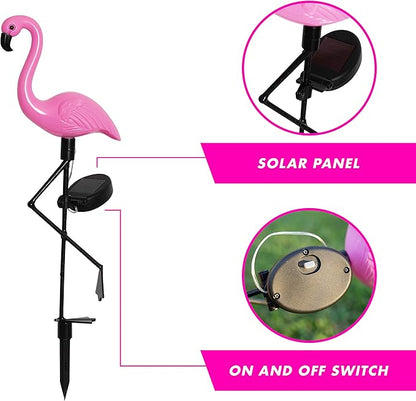 Solar Flamingo Lights Outdoor | Pink Flamingo Yard Decorations | Lawn Light Stakes Garden Ornaments