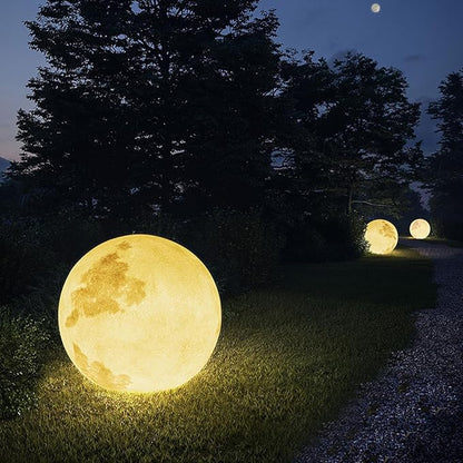 Wiring Powered Globe Shape Outdoor Light,Waterproof Moon Lamp with Resin Lampbody,Unique Outdoor Lighting for Staircase Swimming Pool and Yard(19.68" D)